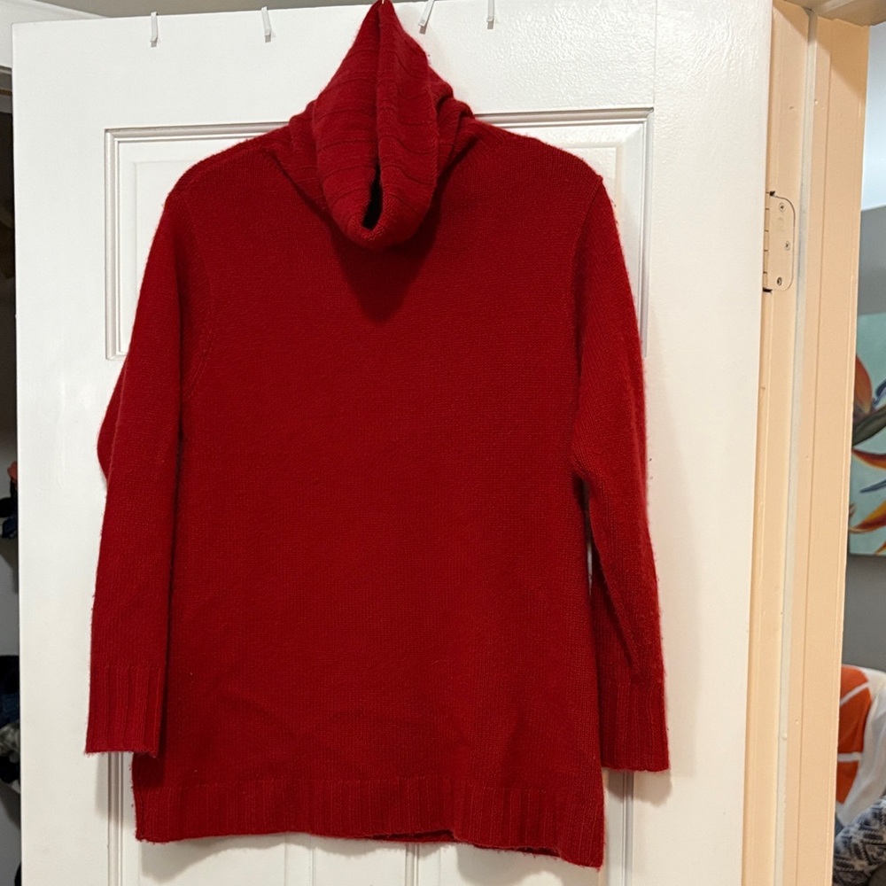 Eileen Fisher Women’s 100% Cashmere Cowl Neck Sweater – Red, Size XS